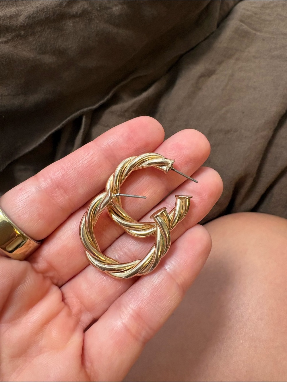 Gold Twisted Hoop Earrings - princess Polly